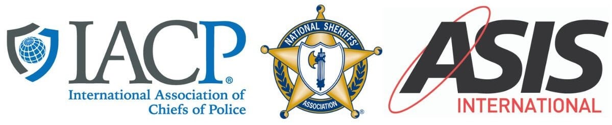 Image of International Association of Chiefs of Police (IACP) logo, National Sheriffs' Association logo, and ASIS International logo