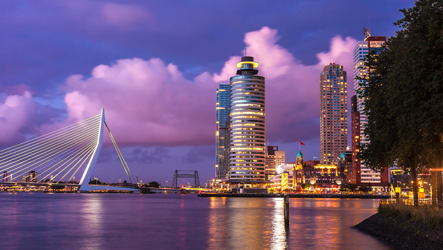 Rotterdam Skyline in sunset