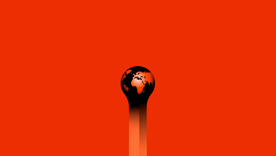 Illustration of a matchstick with a globe as the burner. It lights slowly.