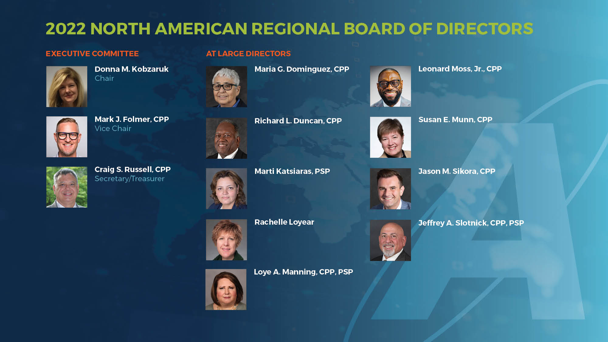 ASIS North American Regional Board of Directors