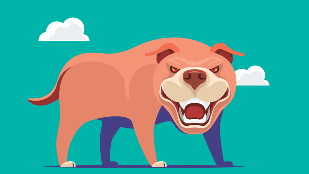 Illustration of a snarling, angry bulldog to demonstrate how being confronted with an unsafe or uncomfortable situation can dysregulate responders