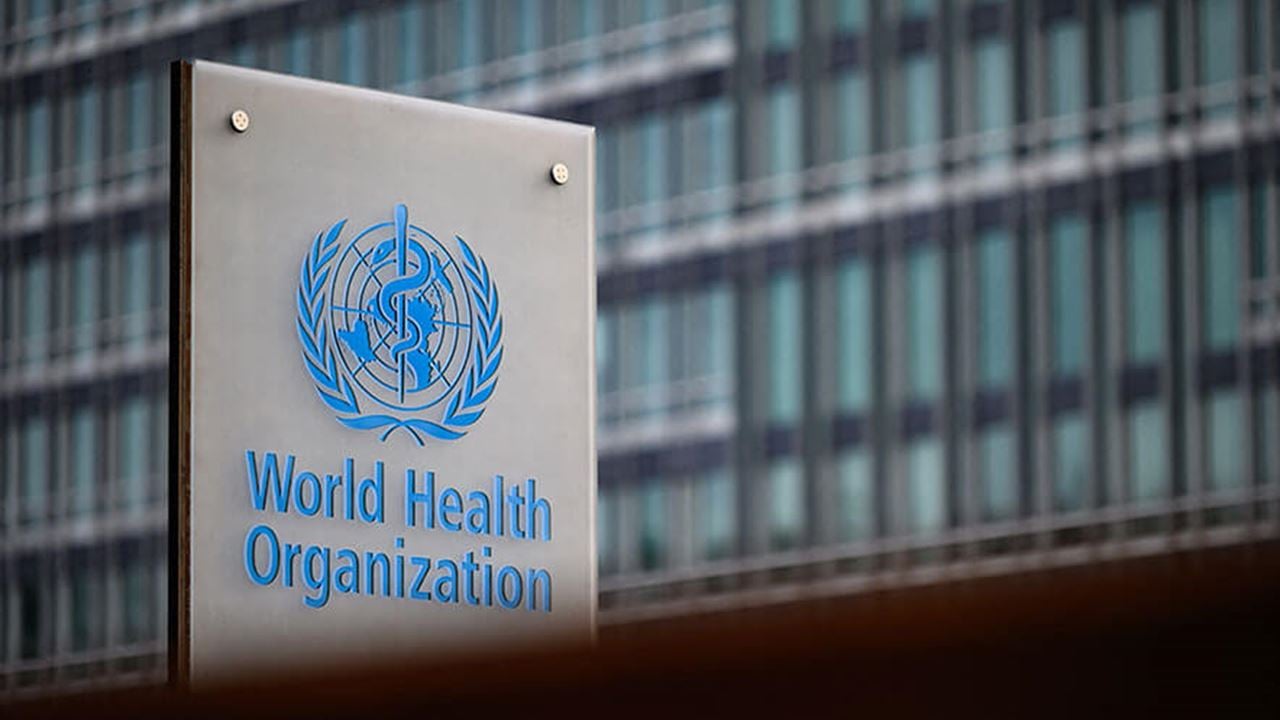 A sign of the World Health Organization (WHO) at their headquarters in Geneva, as photographed in December 2021.