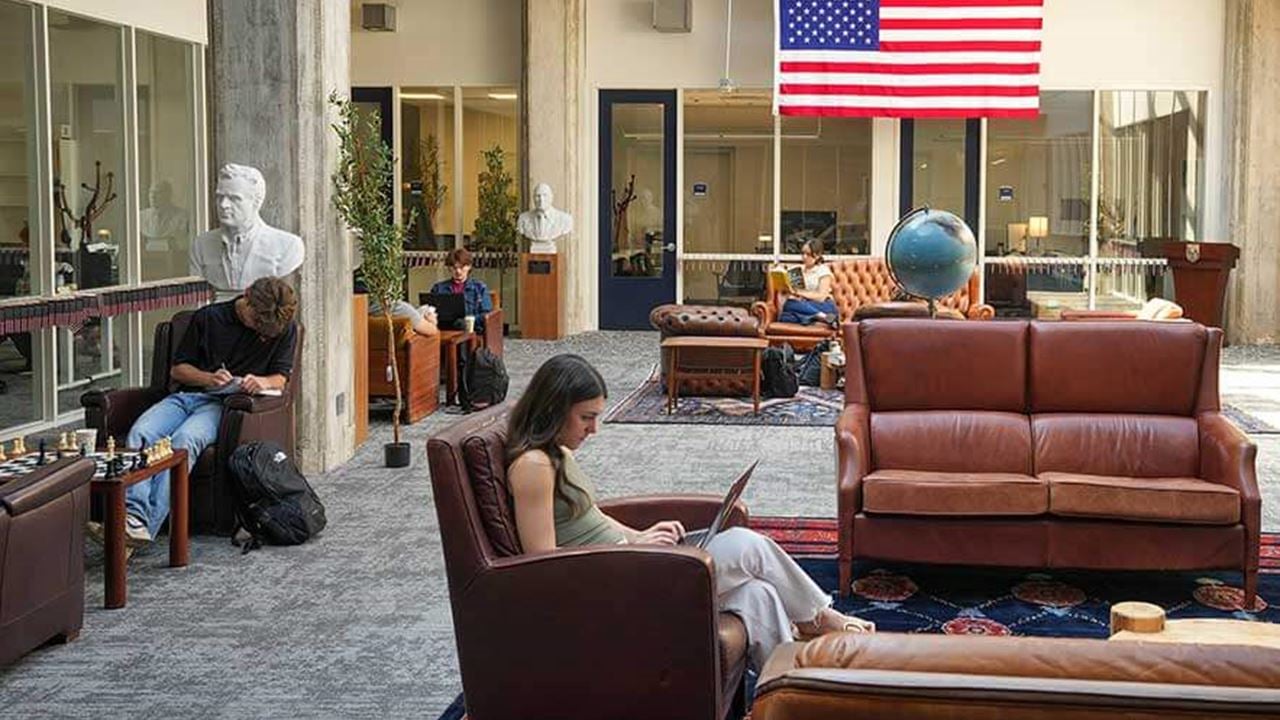 Students gather in a common area at the University of Austin