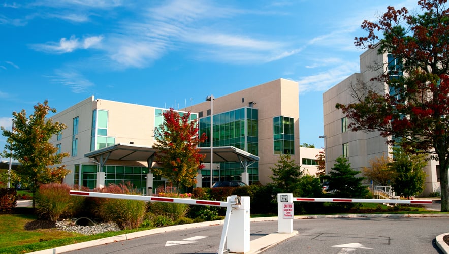 Photo depicting entrance to a hospital.