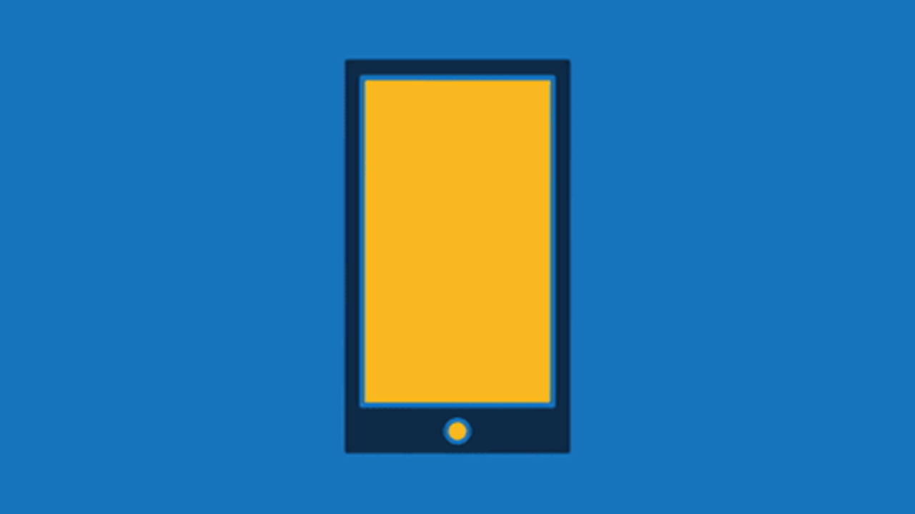 Animated illustration of a smart phone with a checkmark.
